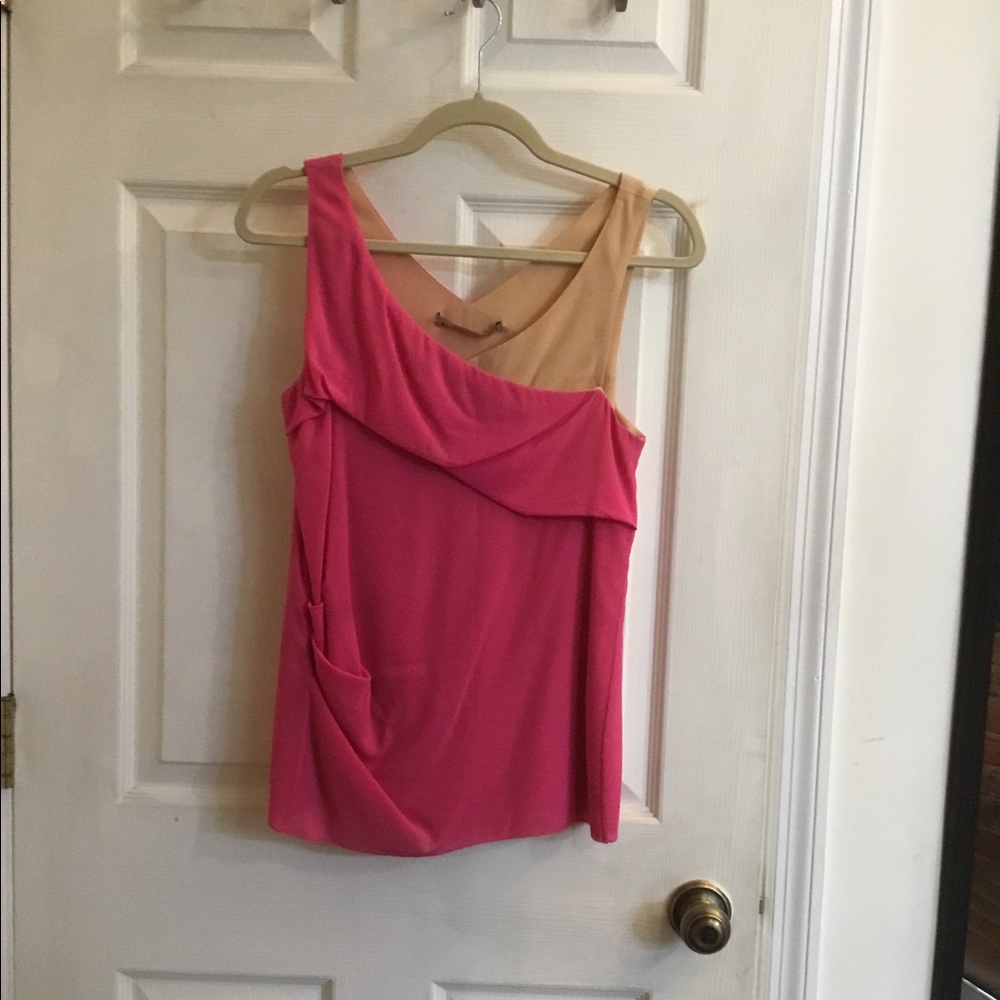 BALENCIAGA PINK/NUDE SILK DRAPE TOP *S